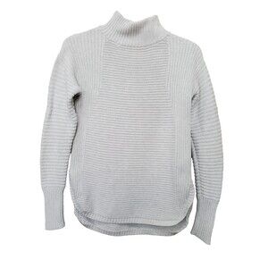 Dakini Off-White Mock Neck Ribbed Sweater with Side Vents Size Medium